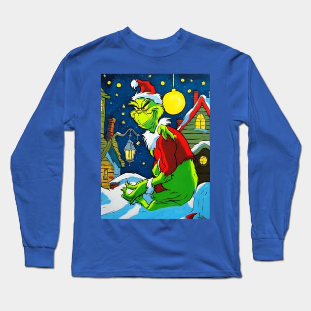 Grinchy Christmas Long Sleeve T-Shirt by Rogue Clone